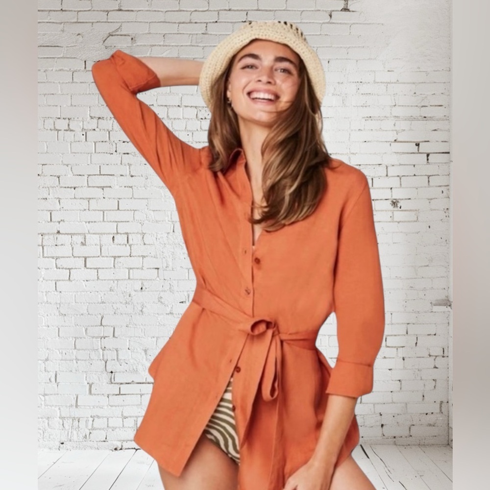 Andie The Corvo Linen Button Up Shirt NWT | XL Breezy Luxe Beach Coverup Fit